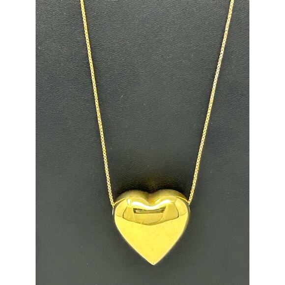 Vintage Marked 925 Italy Gold Vermeil Heart Necklace - Picture 3 of 12